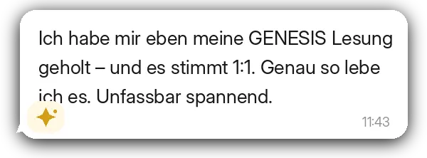 Screenshot einer Rückmeldung zu GENESIS: Die Lesung stimmt 1:1.